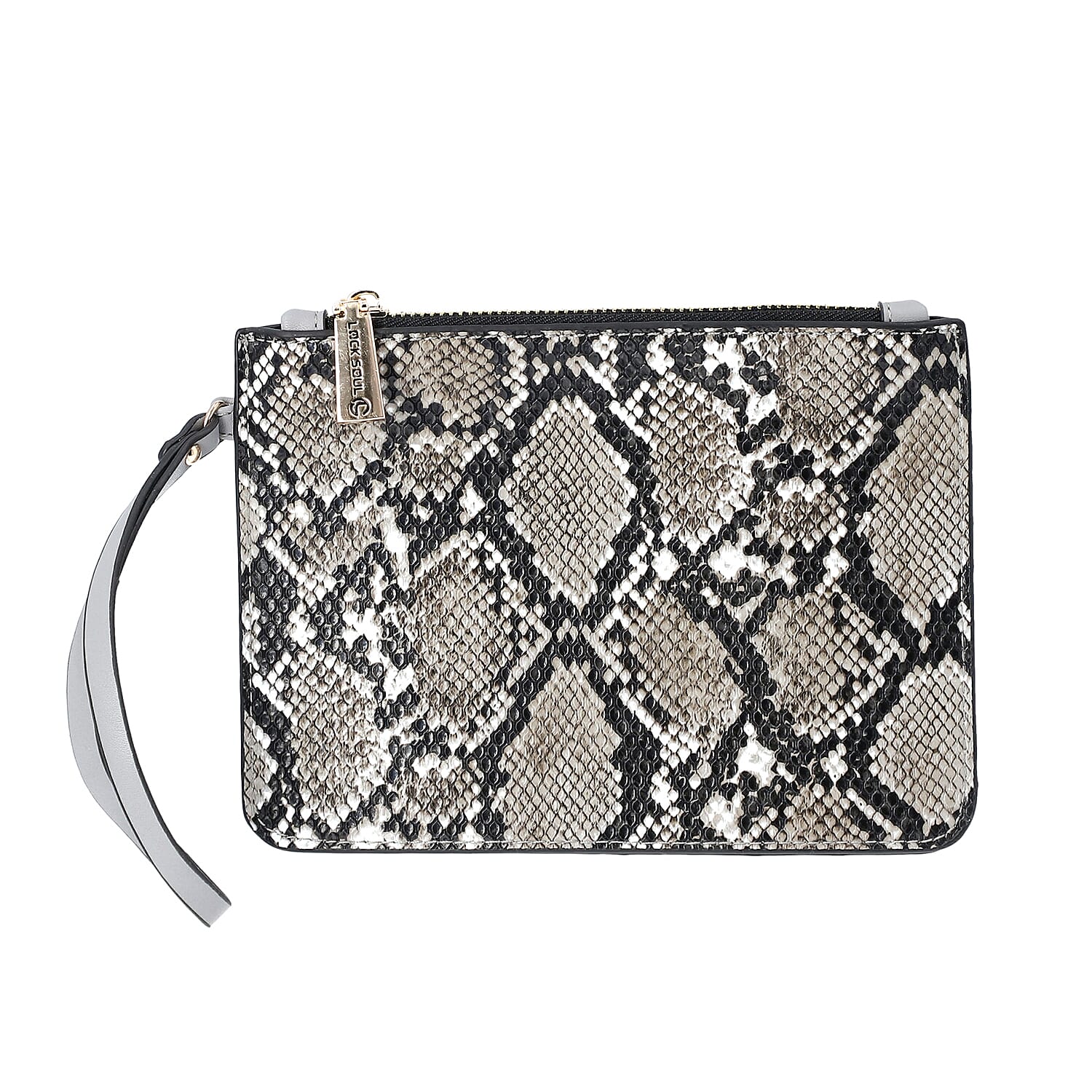 Gray Faux Leather Snake Skin Print Tote Bag