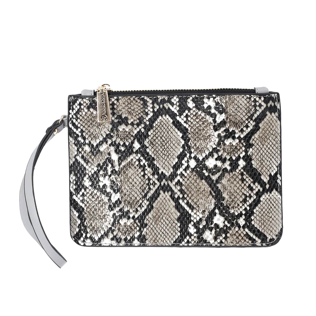 Gray Faux Leather Snake Skin Print Tote Bag image number 4