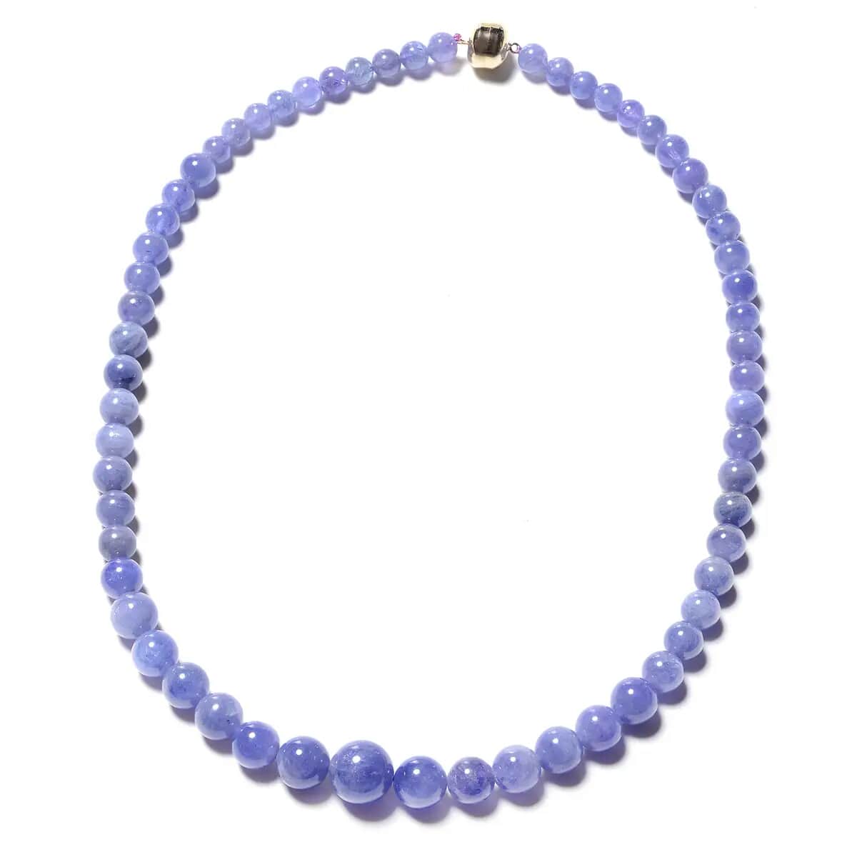 Tanzanite Beaded Necklace, 10K Yellow Gold Necklace, Gold Magnetic Clasp Necklace, Graduated Beads Necklace, 18 Inch Necklace 243.50 ctw image number 0