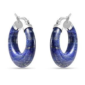 Lapis Lazuli 55.00 ctw Hoop Earrings in Stainless Steel