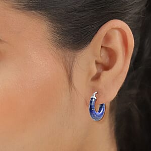 Lapis Lazuli 55.00 ctw Hoop Earrings in Stainless Steel