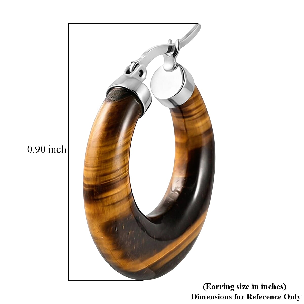 Yellow Tiger's Eye 47.00 ctw Hoop Earrings in Stainless Steel