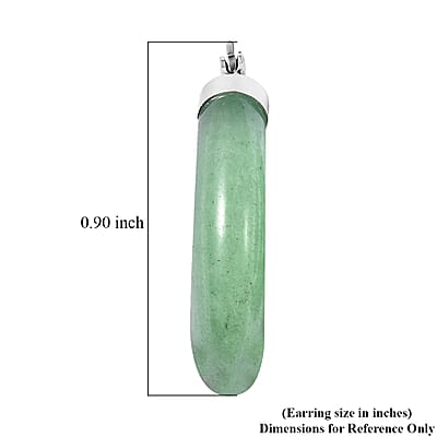 Green Aventurine 45.00 ctw Hoop Earrings in Stainless Steel