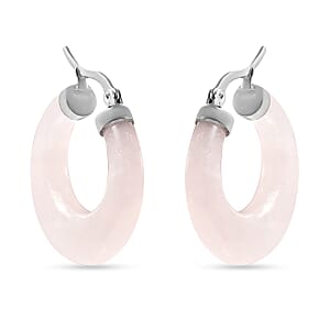 Galilea Rose Quartz 43.00 ctw Hoop Earrings in Stainless Steel