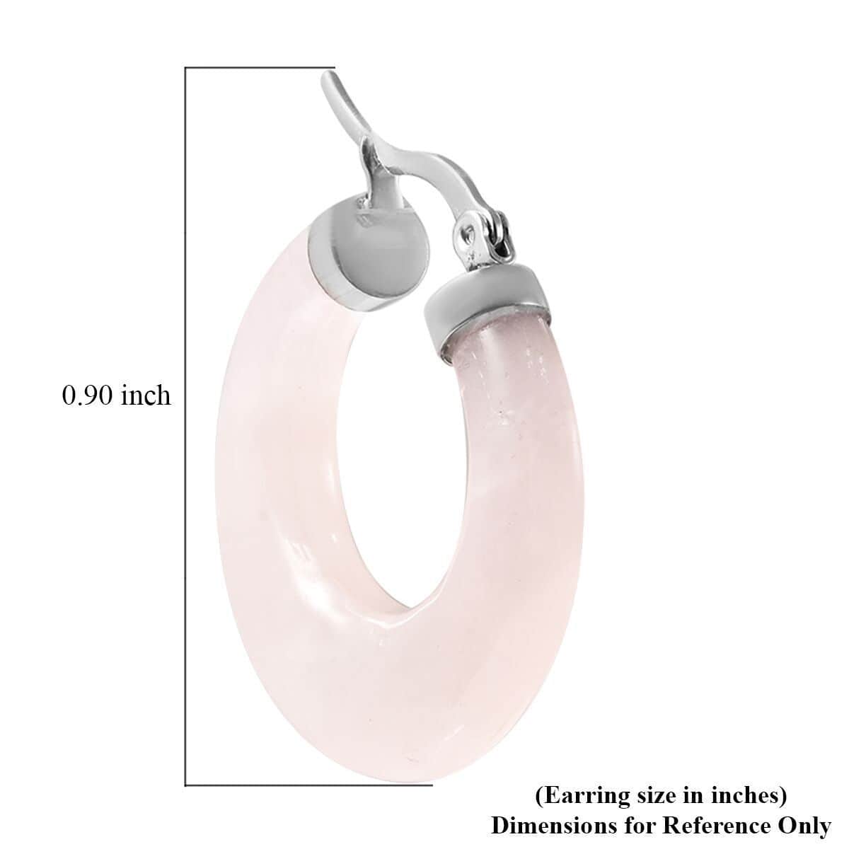 Galilea Rose Quartz Hoop Earrings in Stainless Steel 43.00 ctw image number 4
