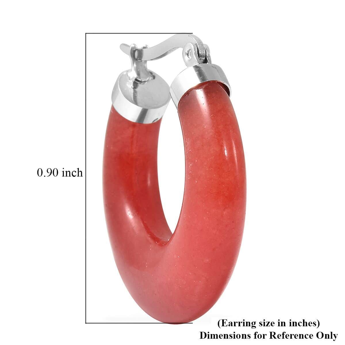 Red Carnelian Hoop Earrings in Stainless Steel image number 4