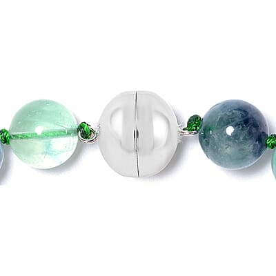Multi Fluorite Beads Necklace 18 Inches with Magnetic Clasp in Sterling Silver 648.50 ctw