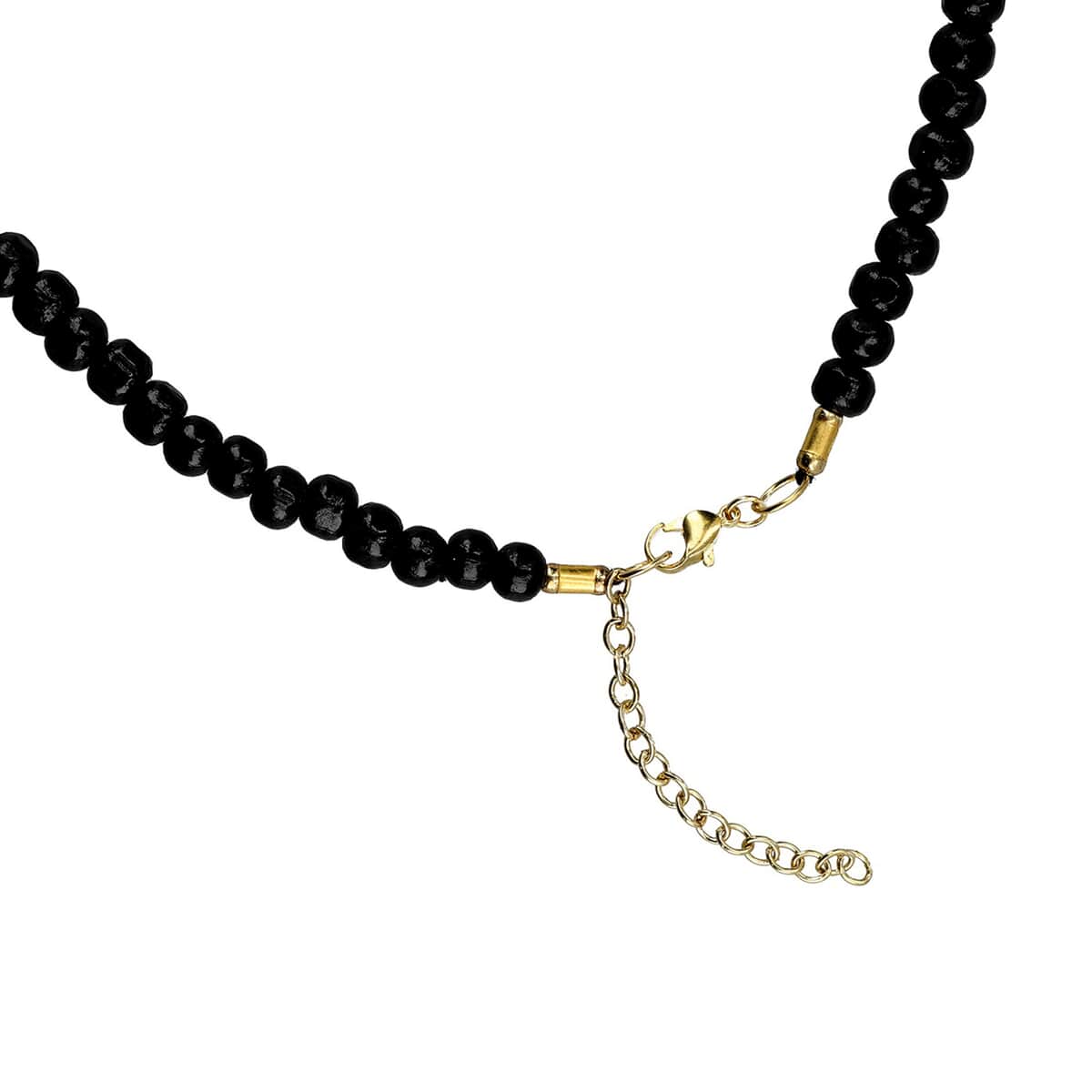 Black Genuine Buffalo Horn Multi Shape Necklace (18-20 Inches) in Goldtone image number 3