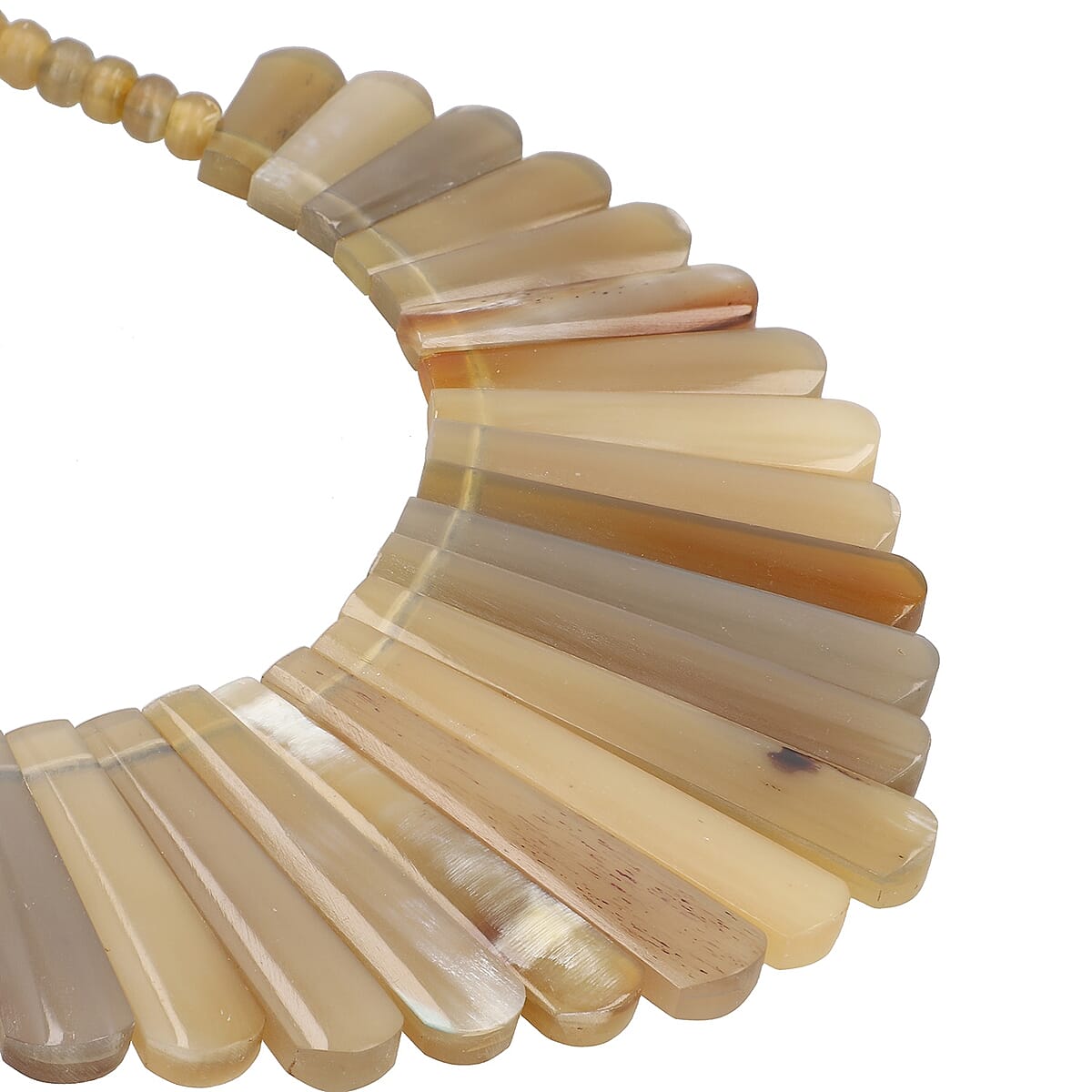 Cream 100% Genuine Buffalo Horn Necklace 18 Inches in Goldtone image number 2