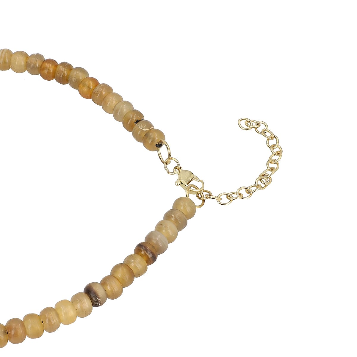 Cream 100% Genuine Buffalo Horn Necklace 18 Inches in Goldtone image number 3