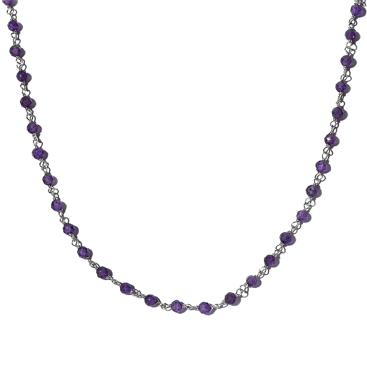 Amethyst Faceted Beaded Necklace 20 Inches in Sterling Silver 13.00 ctw image number 3