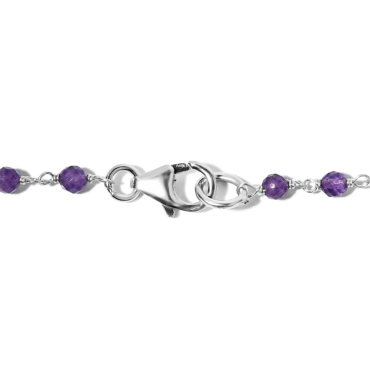 Amethyst Faceted Beaded Necklace 20 Inches in Sterling Silver 13.00 ctw image number 4