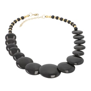 Black Genuine Buffalo Horn Round Necklace (18-20 Inches) in Goldtone