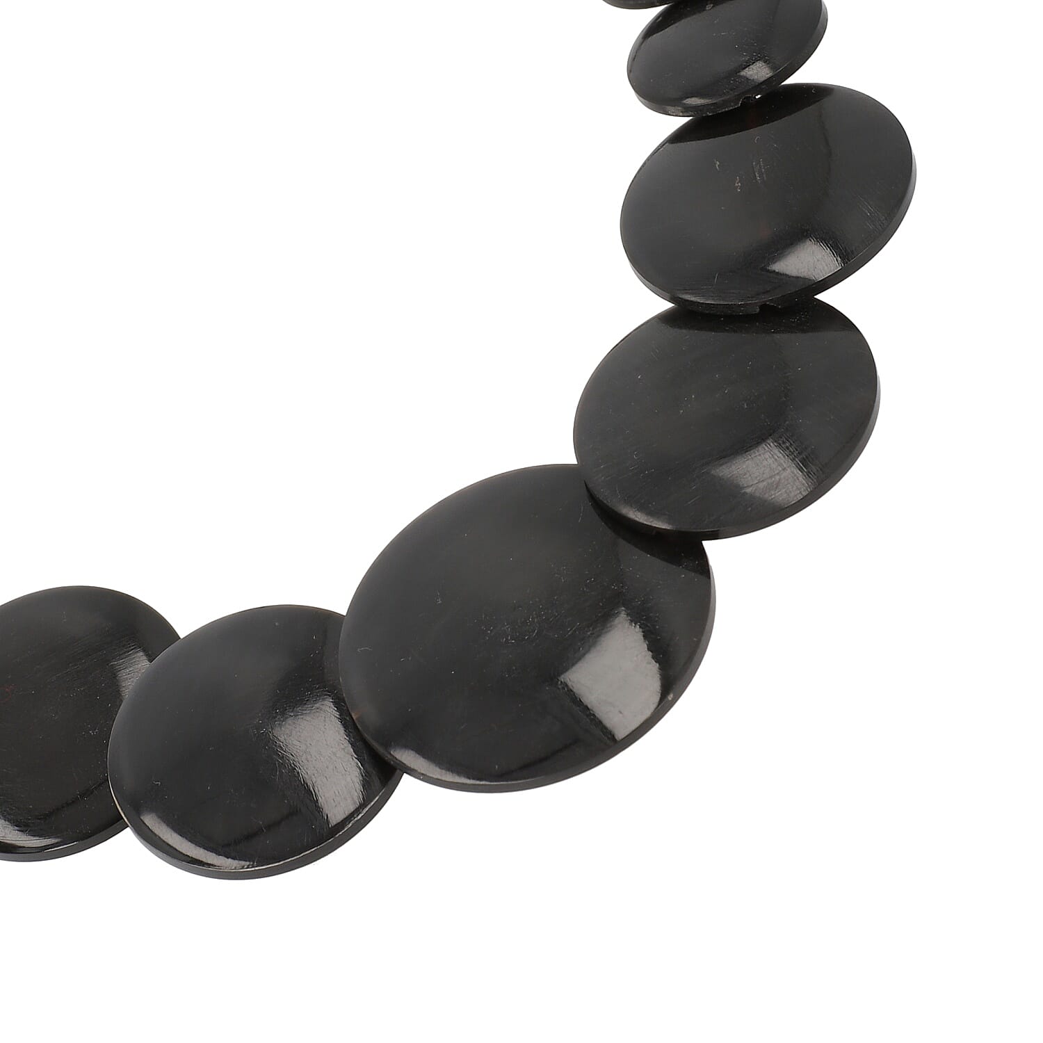 Black Genuine Buffalo Horn Round Necklace (18-20 Inches) in Goldtone