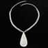 White Carved Bone Drop Necklace (18-20 Inches) in Silvertone image number 2