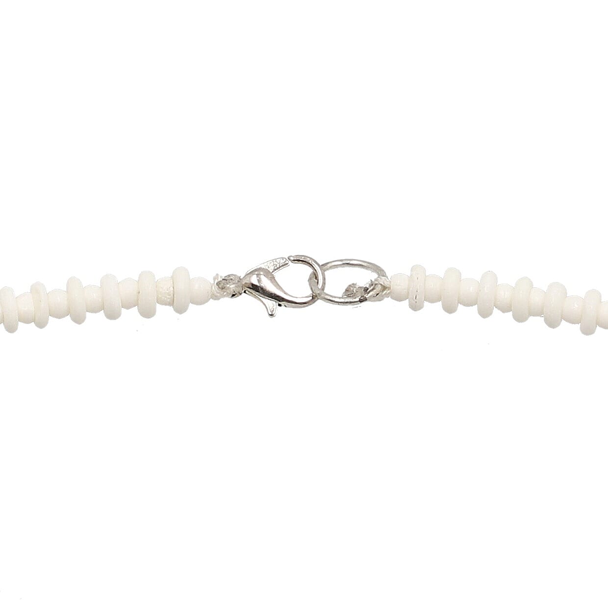 White Carved Bone Drop Necklace (18-20 Inches) in Silvertone