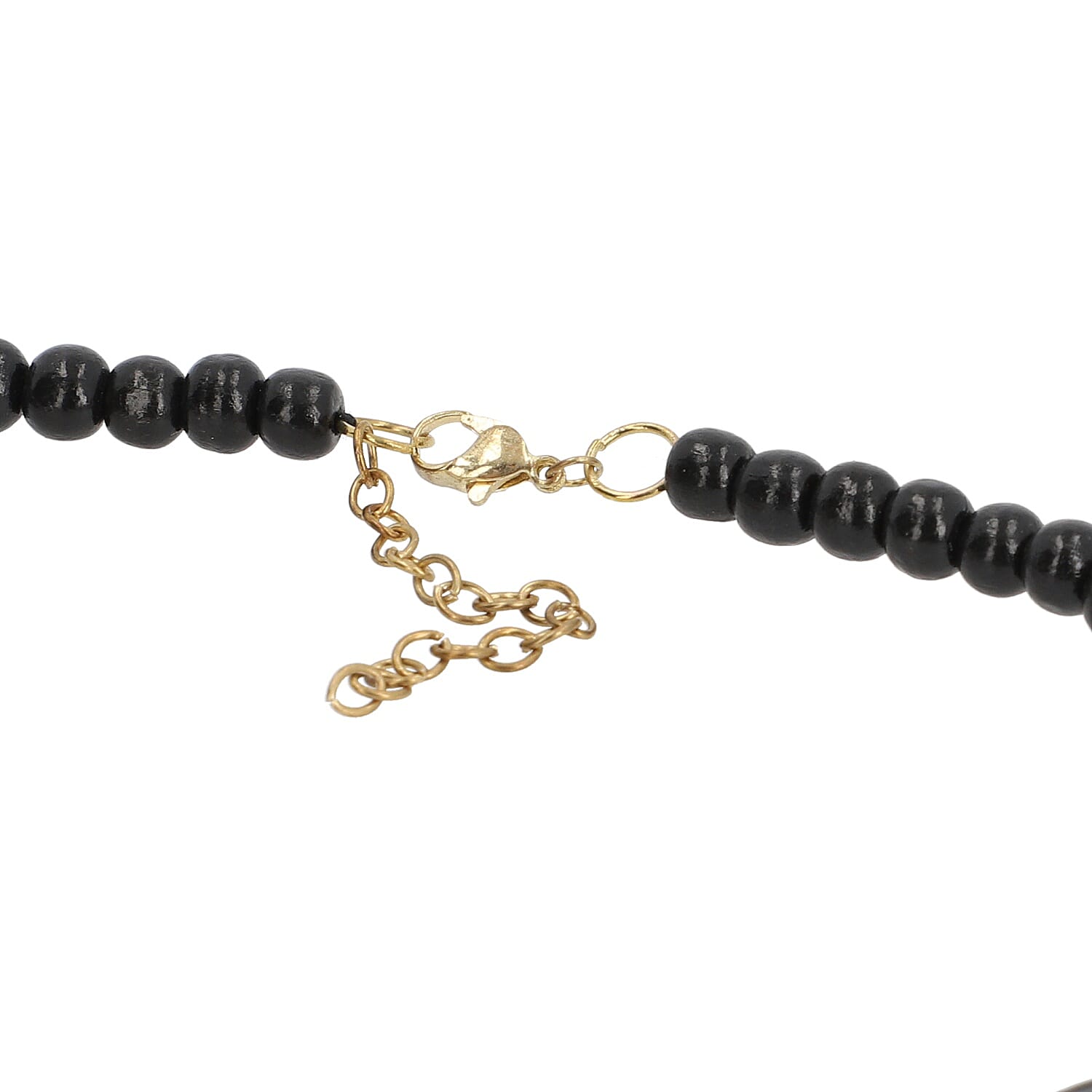 Beige & Black Genuine Buffalo Horn Necklace in Goldtone 18-20 Inches
