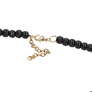 Beige & Black Genuine Buffalo Horn Necklace in Goldtone 18-20 Inches