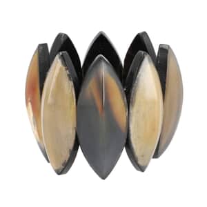 Natural Genuine Buffalo Horn Marquise Shape Stretch Bracelet