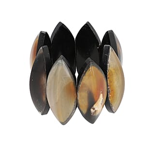 Natural Genuine Buffalo Horn Marquise Shape Stretch Bracelet