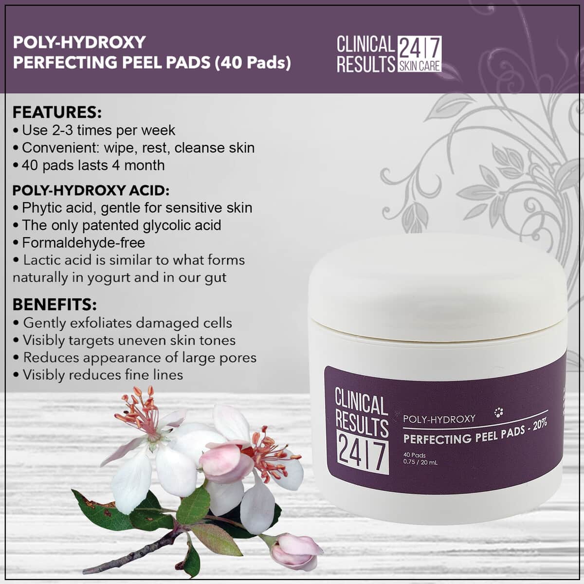 Clinical Results 24.7 Poly-Hydroxy Perfecting Peel Pads (40 Pads) image number 2