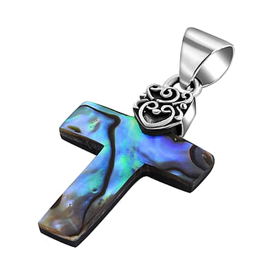 Abalone Shell Cross Pendant in Sterling Silver