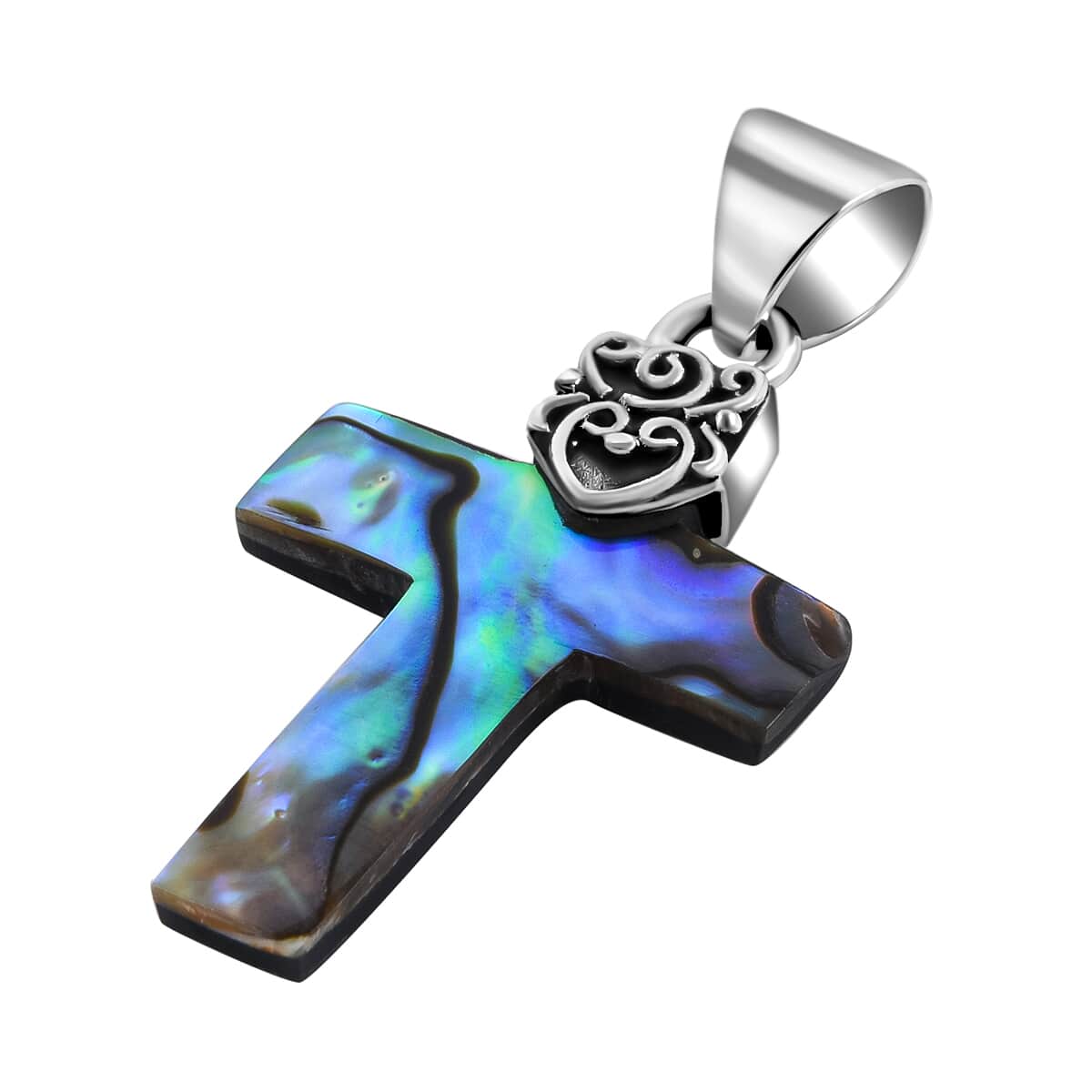 Abalone Shell Cross Pendant in Sterling Silver image number 2