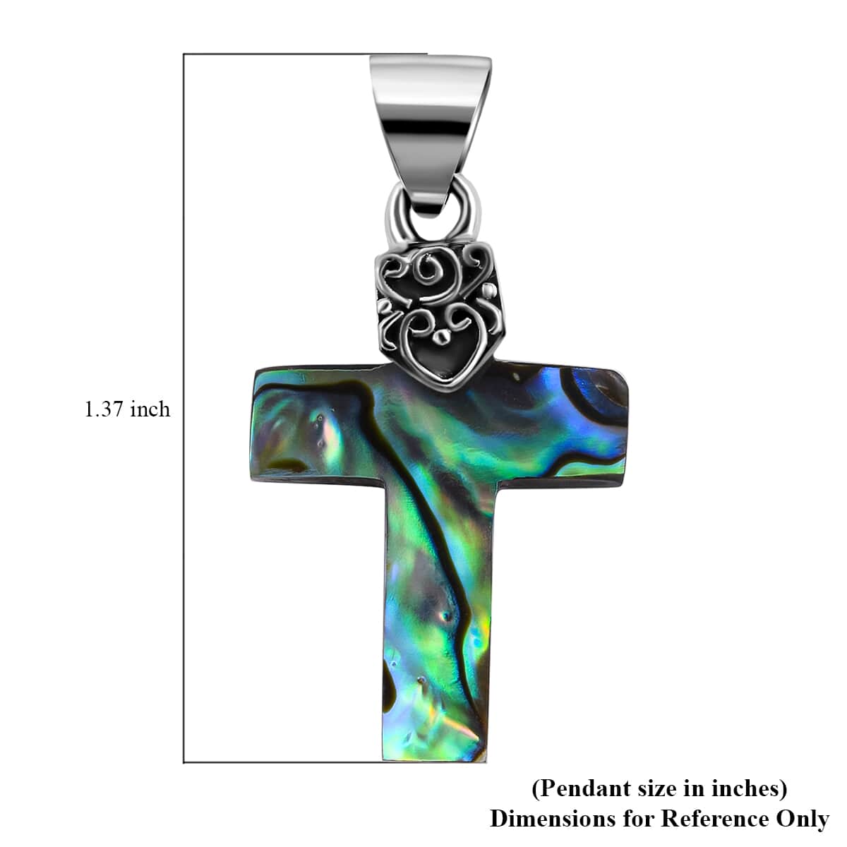 Abalone Shell Cross Pendant in Sterling Silver image number 4
