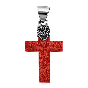 Sponge Coral Cross Pendant in Sterling Silver