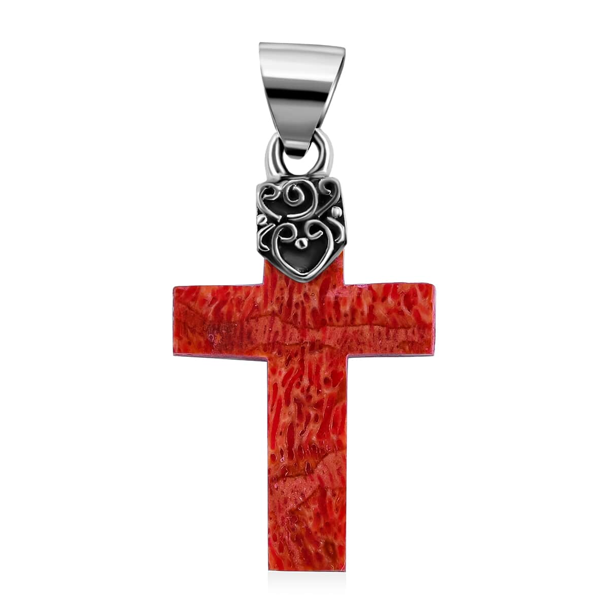 Sponge Coral Cross Pendant in Sterling Silver image number 0