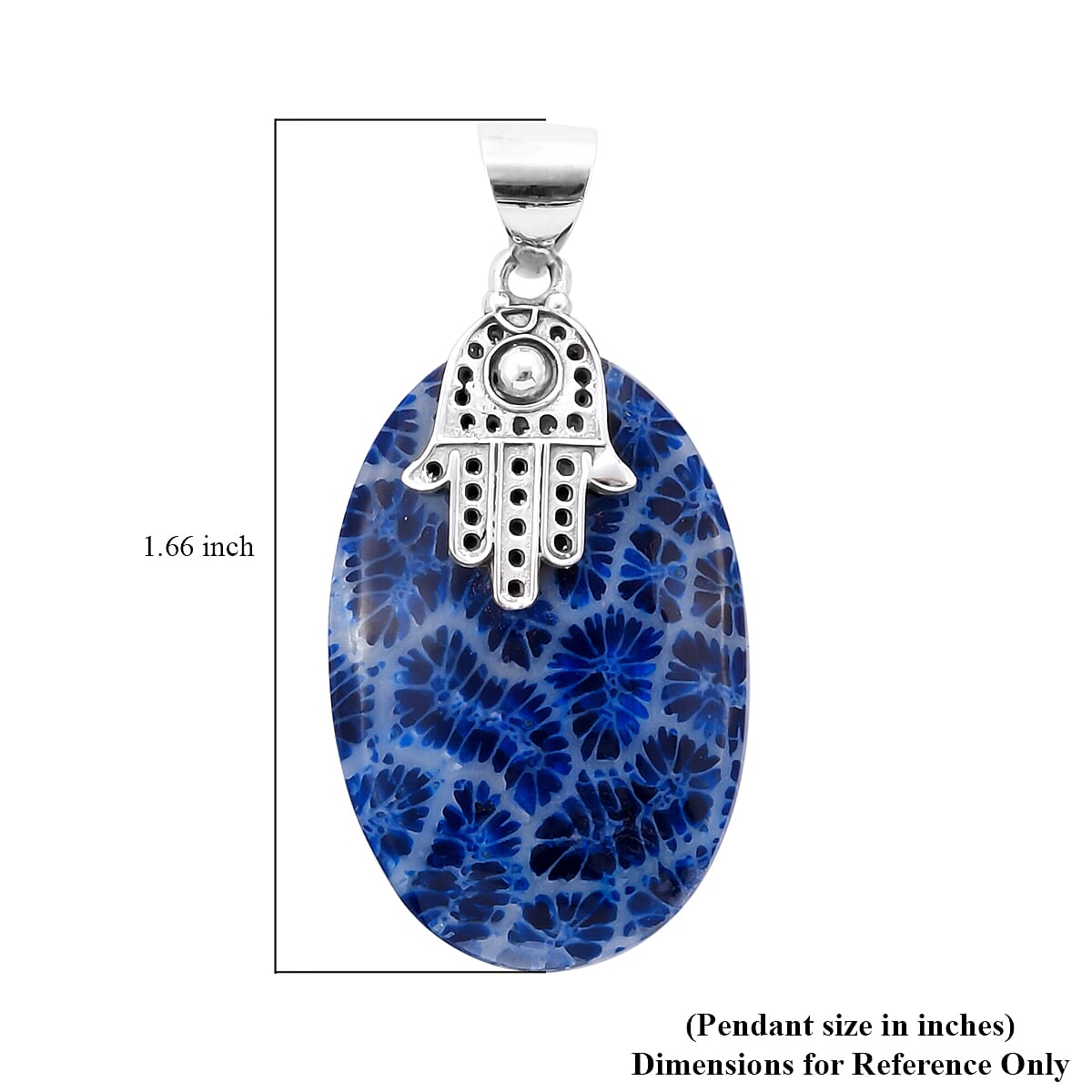 Blue Sponge Coral Pendant without Chain in Sterling Silver