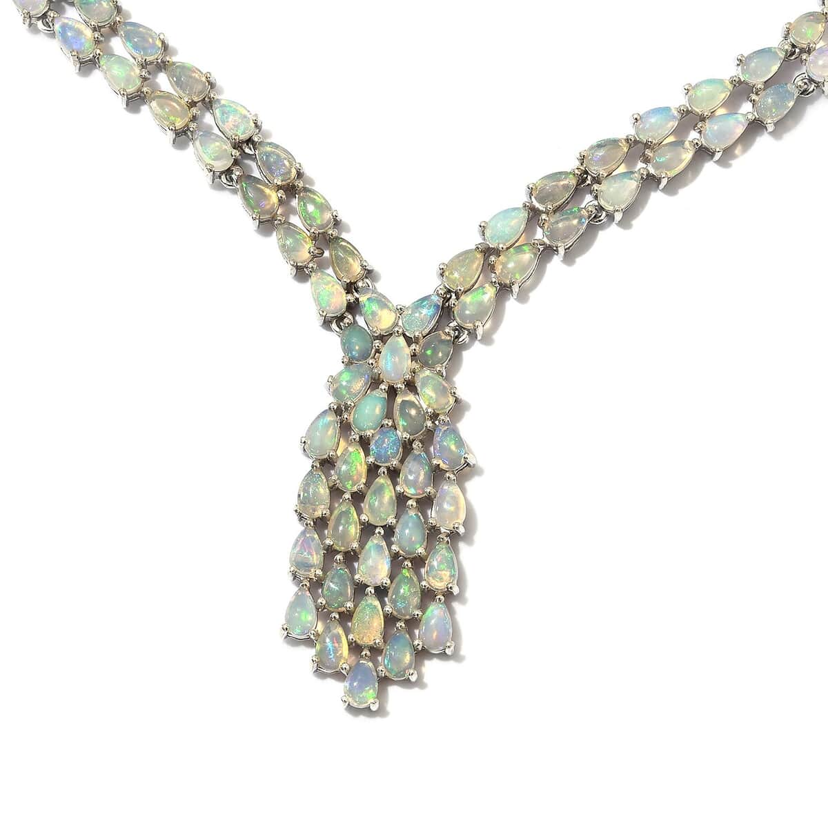 Ethiopian Welo Opal Necklace 18-20 Inches in Platinum Over Sterling Silver 22.05 Grams 16.40 ctw image number 0