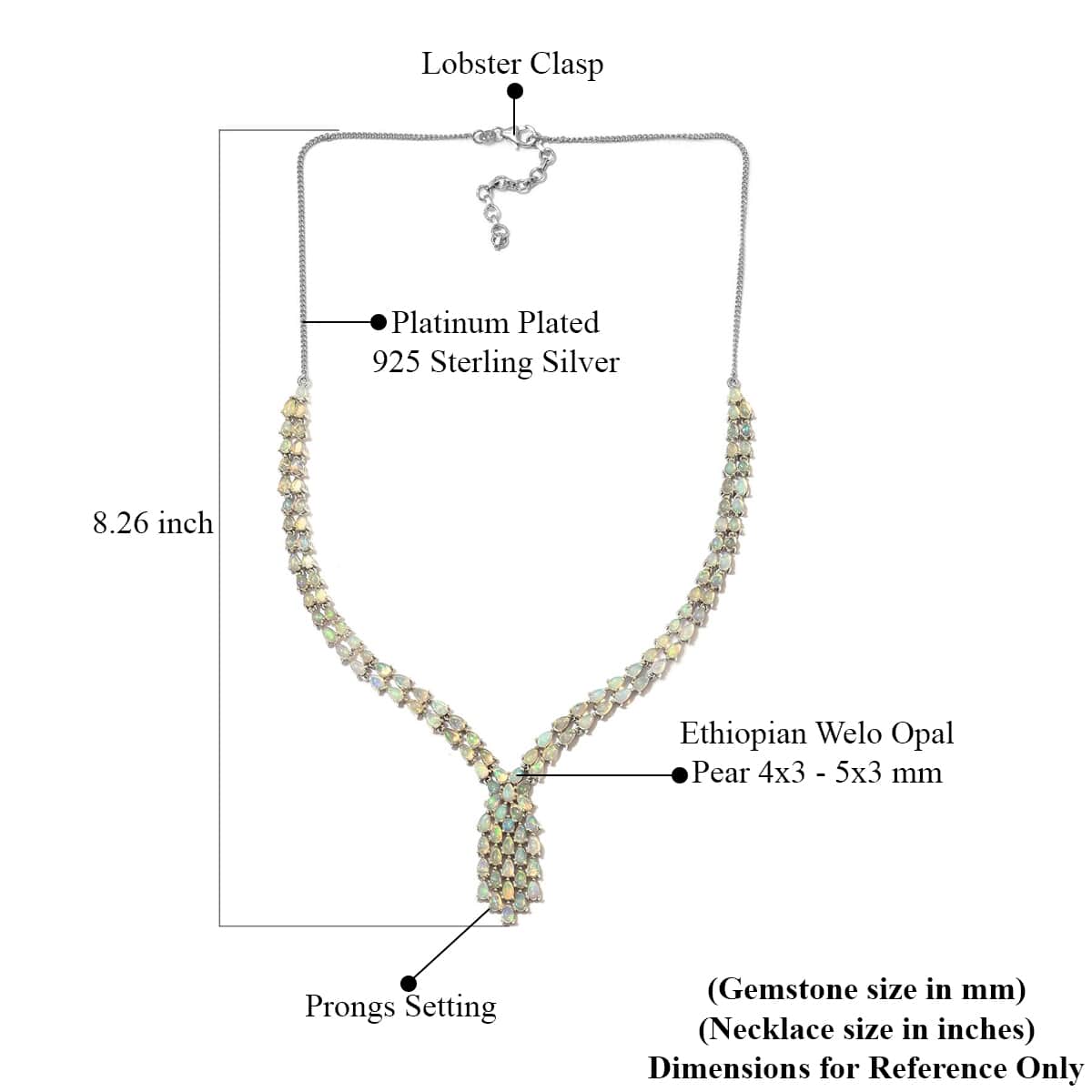 Ethiopian Welo Opal Necklace 18-20 Inches in Platinum Over Sterling Silver 22.05 Grams 16.40 ctw image number 4