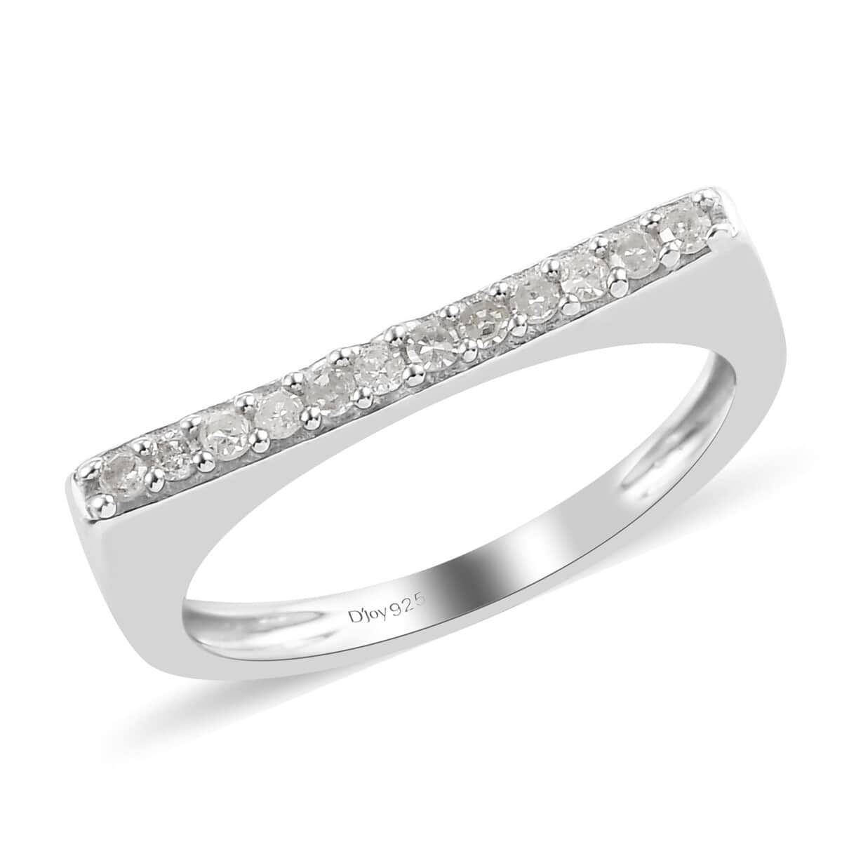 iamond Framed Band Ring in Platinum Over Sterling Silver (Size 7.0) 0.15 ctw image number 0