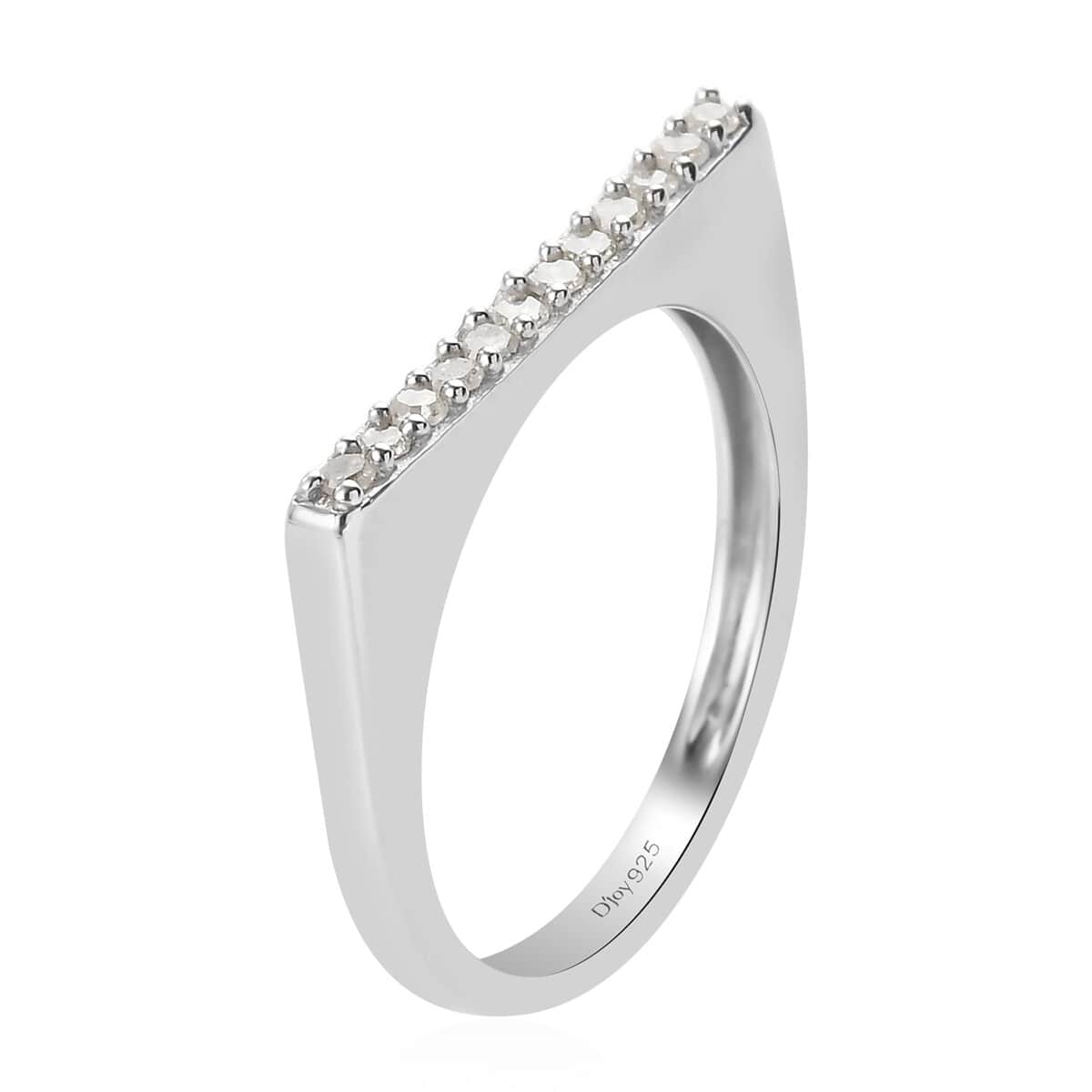 iamond Framed Band Ring in Platinum Over Sterling Silver (Size 7.0) 0.15 ctw image number 3