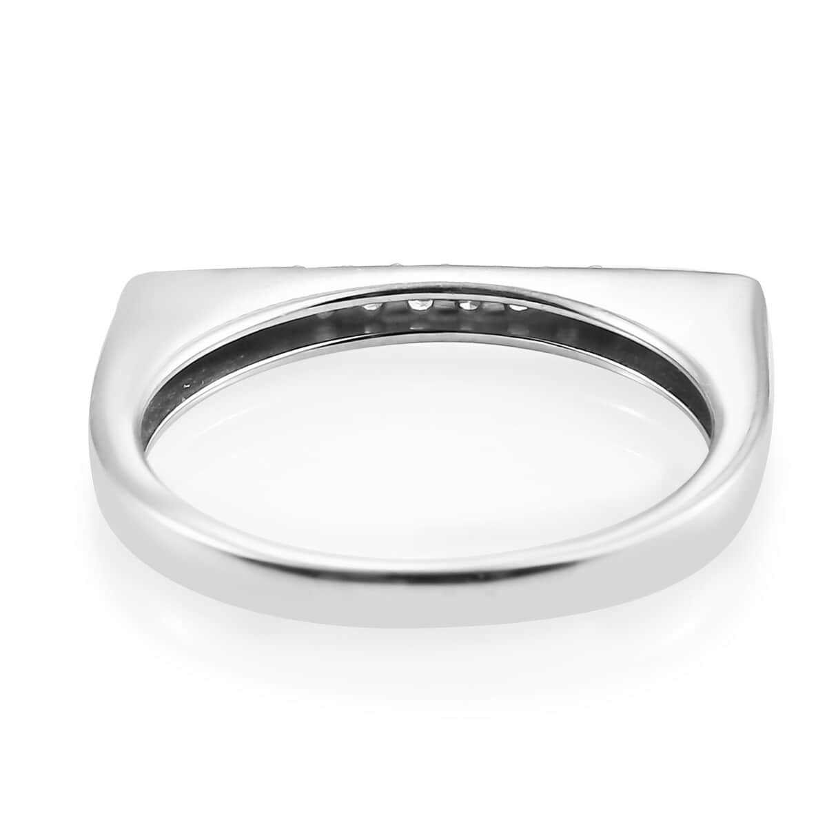 iamond Framed Band Ring in Platinum Over Sterling Silver (Size 7.0) 0.15 ctw image number 4