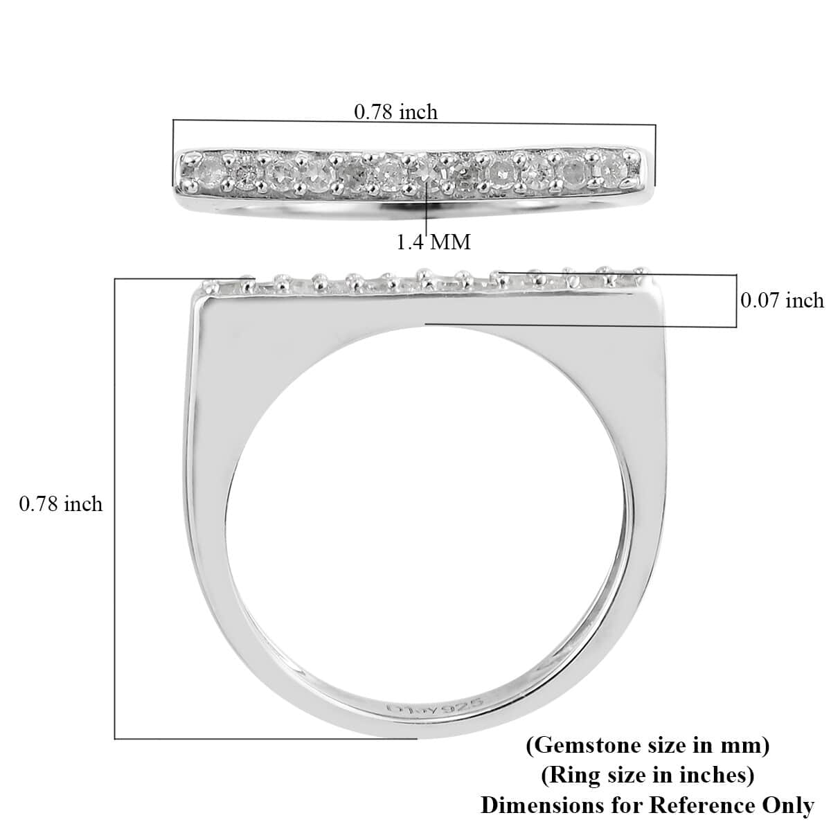 iamond Framed Band Ring in Platinum Over Sterling Silver (Size 7.0) 0.15 ctw image number 5