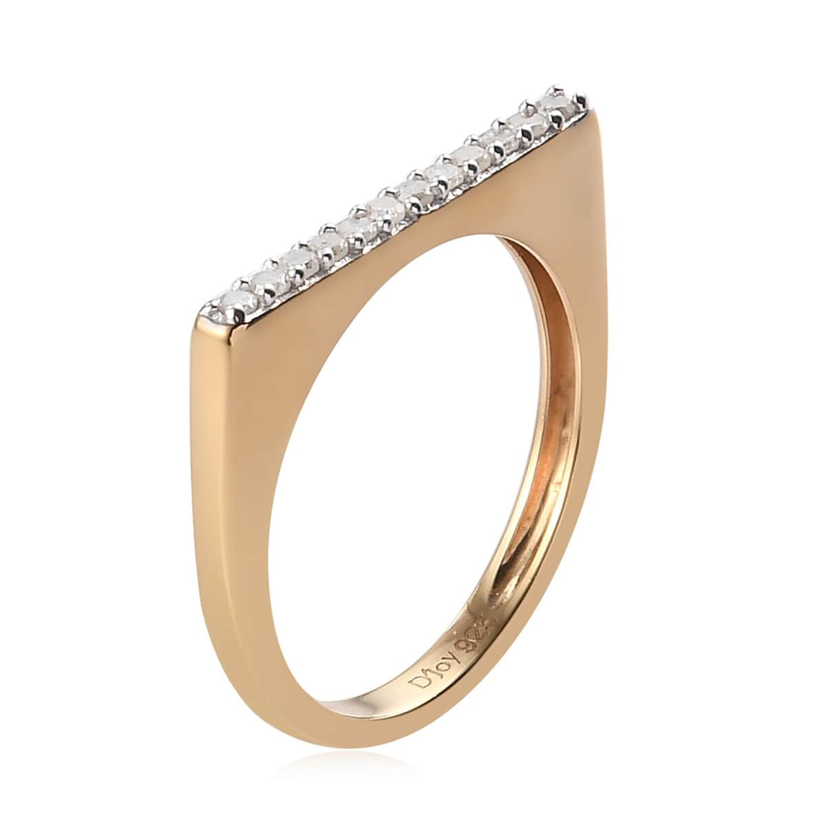 Diamond Framed Band Ring in Vermeil Yellow Gold Over Sterling Silver (Size 8.0) 0.15 ctw image number 3
