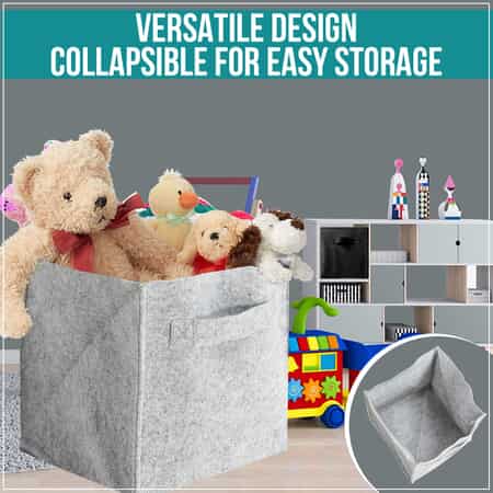 Set of 6 Gray Collapsible Fabric Storage Cubes image number 2