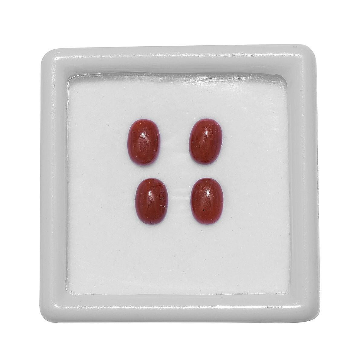 Set of 4 Burmese Red Jade (Ovl 7x5 mm) 4.05 ctw