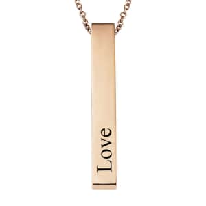 Personalized Engraved 3D Bar Pendant Necklace (20 Inches) in Stainless Steel (11.90 g)