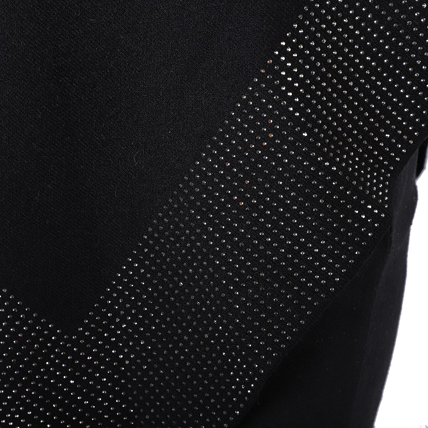 Black Crystal Studded Border Poncho (One Size Fits Most, Acrylic)