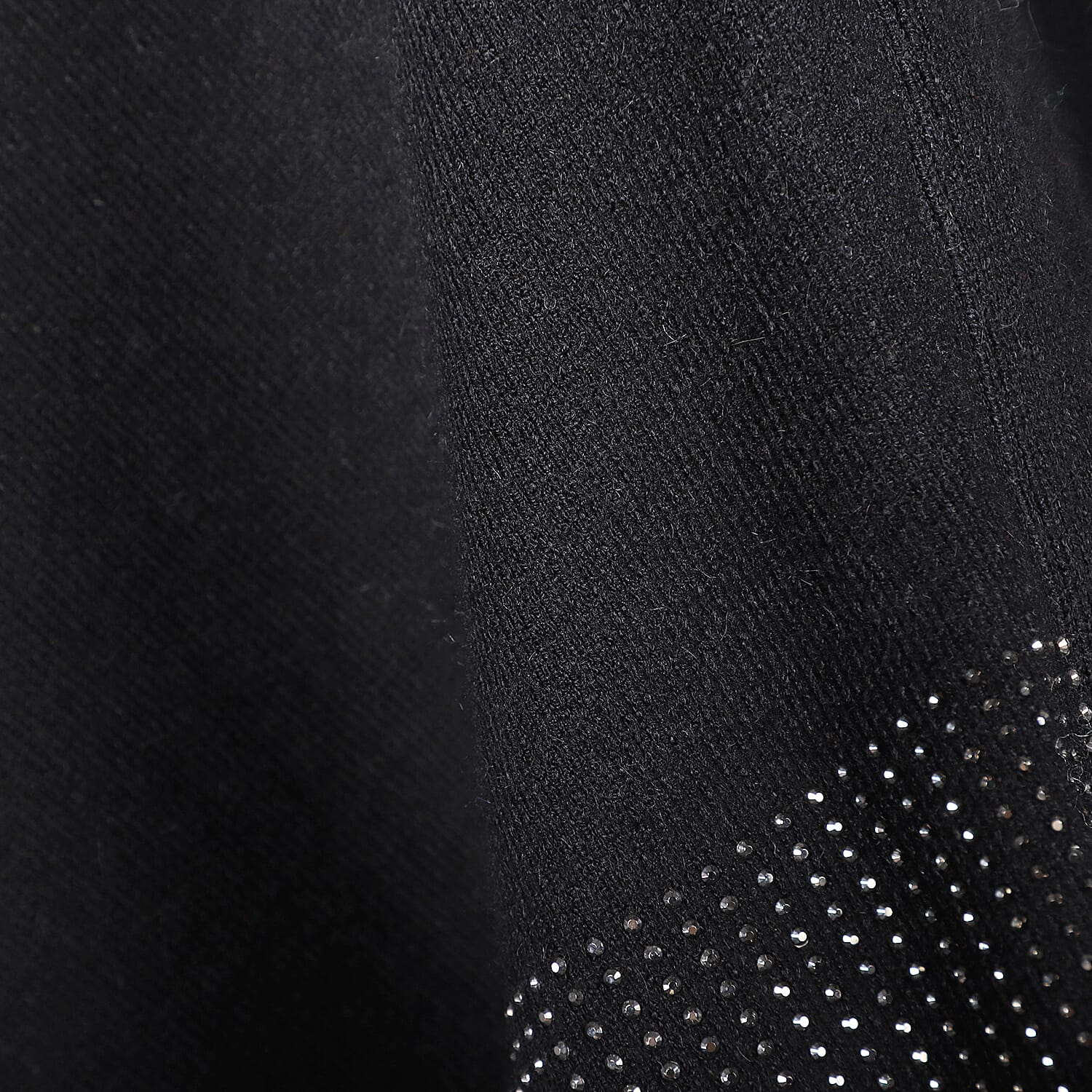 Black Crystal Studded Border Poncho (One Size Fits Most, Acrylic)