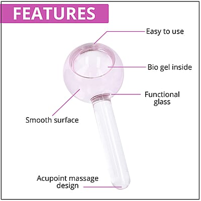 Set of 2 Pink Facial Massage Ice Globes