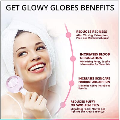 Set of 2 Pink Facial Massage Ice Globes