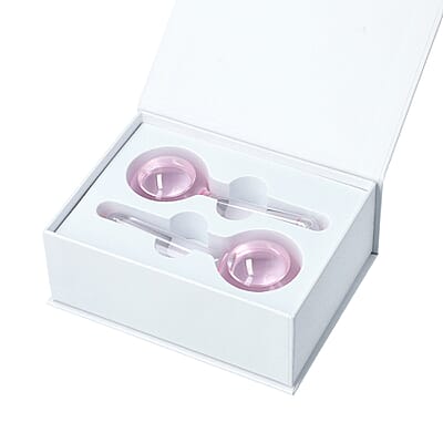 Set of 2 Pink Facial Massage Ice Globes