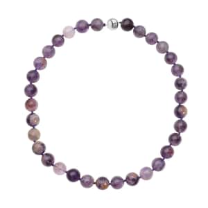 Cacoxenite Bead Necklace in Sterling Silver, Beaded Necklace With Silver Magnetic Clasp, Knot Necklace for Women 20 Inches, 531.50 ctw