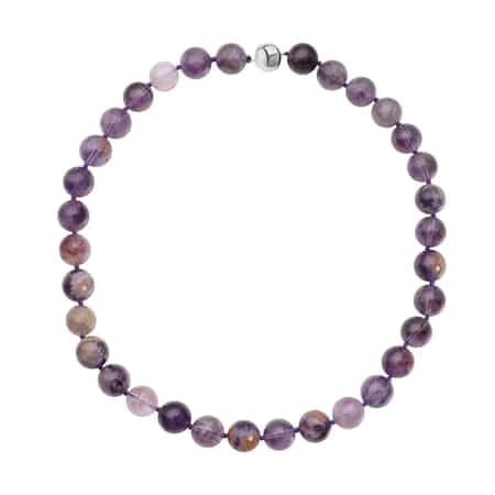 Cacoxenite Bead Necklace in Sterling Silver, Beaded Necklace With Silver Magnetic Clasp, Knot Necklace for Women 20 Inches, 531.50 ctw image number 0