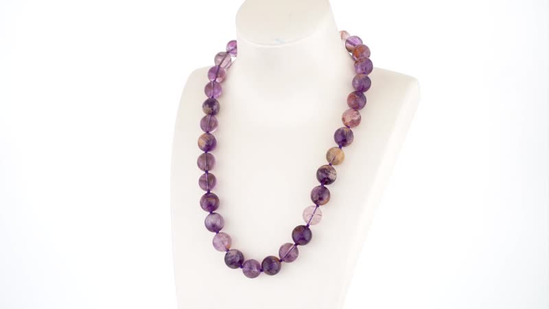 Cacoxenite Bead Necklace in Sterling Silver| Beaded Necklace With Silver Magnetic Clasp| Knot Necklace for Women 20 Inches, 531.50 ctw