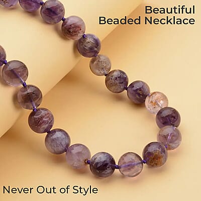 Cacoxenite 531.50 ctw Bead Necklace in Sterling Silver, Beaded Necklace With Silver Magnetic Clasp, Knot Necklace for Women 20 Inches